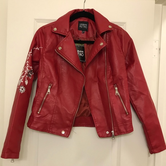 red pleather jacket